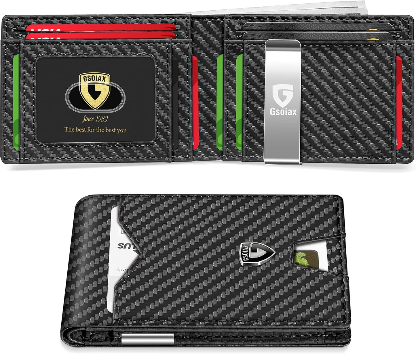 GSOIAX Minimalist Genuine Leather RFID Blocking Wallet – Slim & Stylish Card Holder
