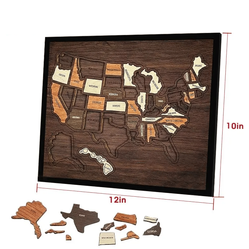 🔥Wooden USA Travel Map Puzzle🧩
