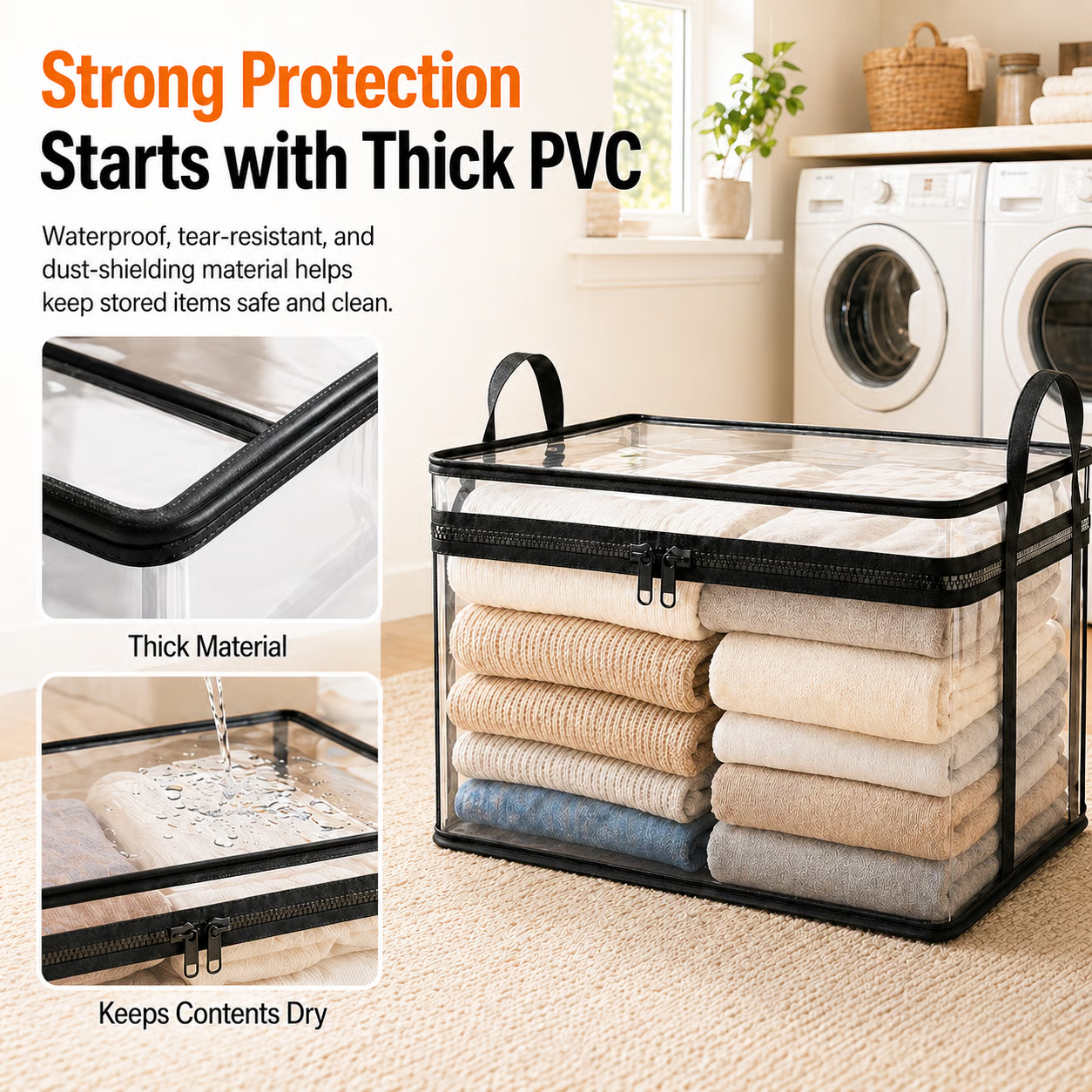 📦Large Heavy-Duty Clear Storage Bag for Clothes, Bedding & Moving