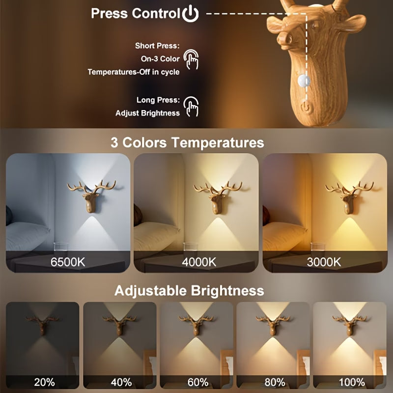 Smart LED deer-shaped wall lamp