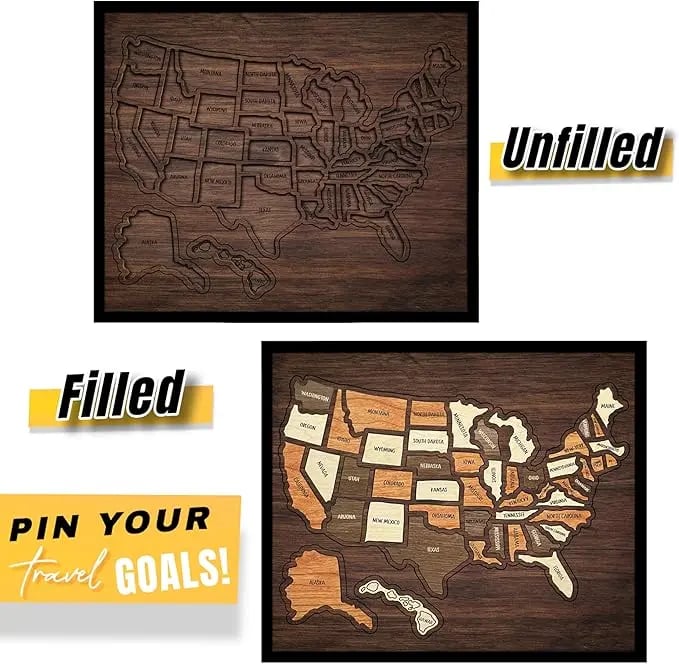 🔥Wooden USA Travel Map Puzzle🧩
