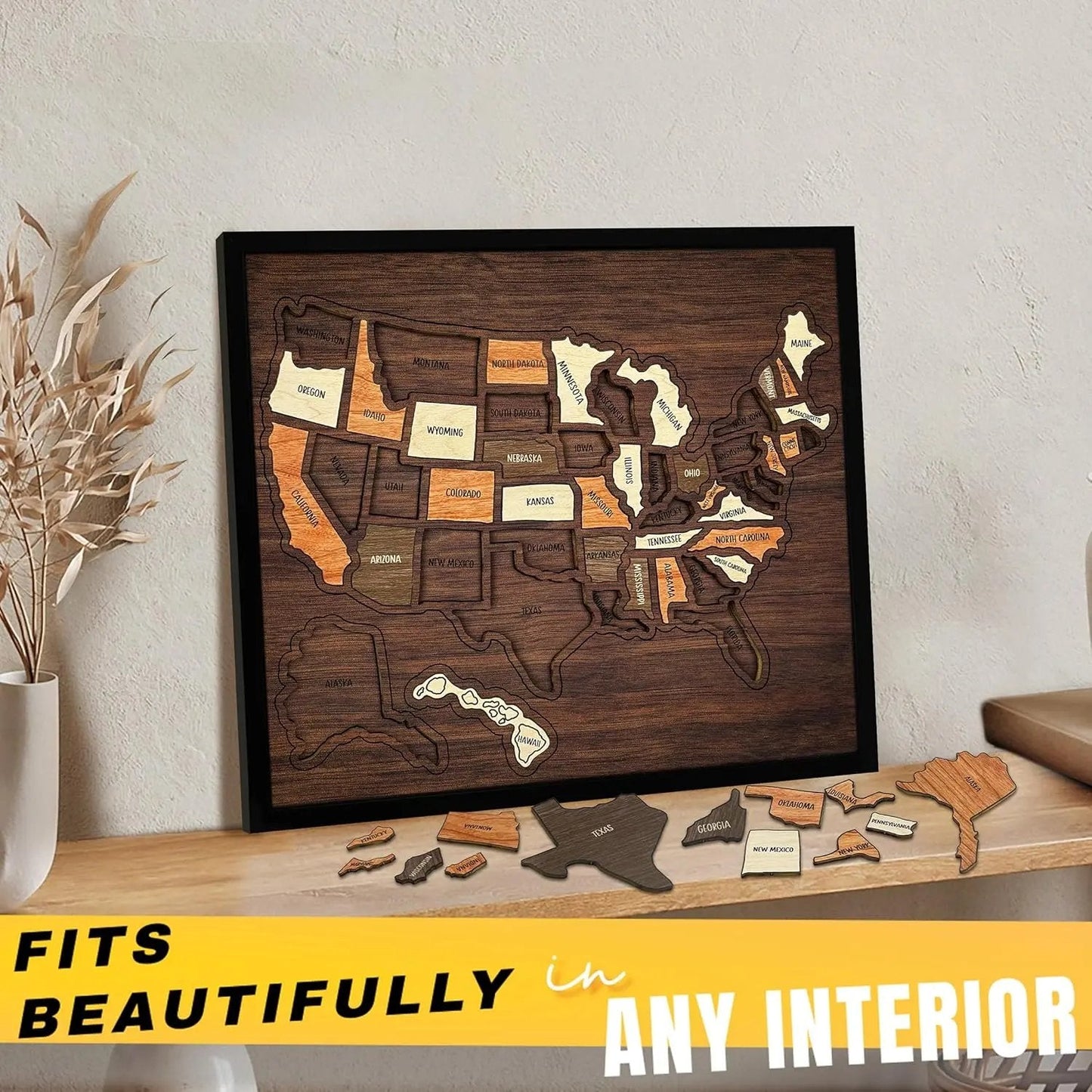🔥Wooden USA Travel Map Puzzle🧩