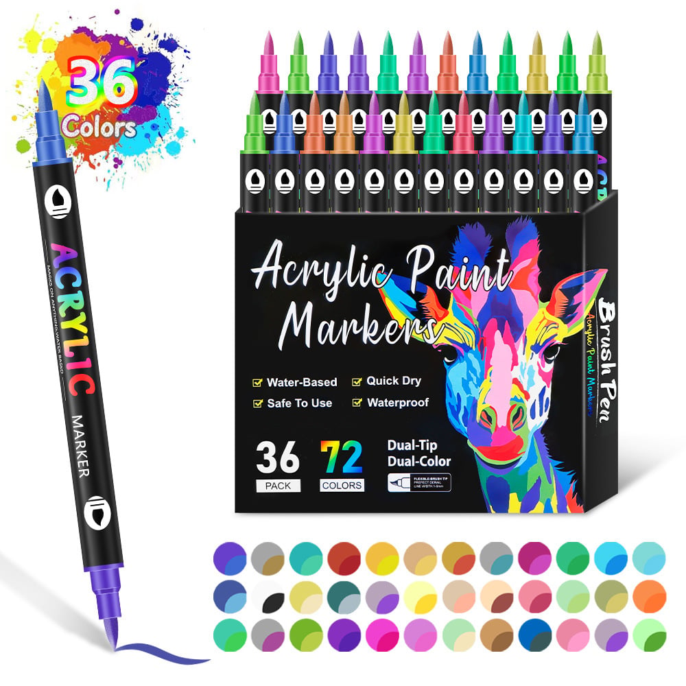 🔥 Dual Tip Acrylic Paint Pen Marker - 24/48/72 Colours