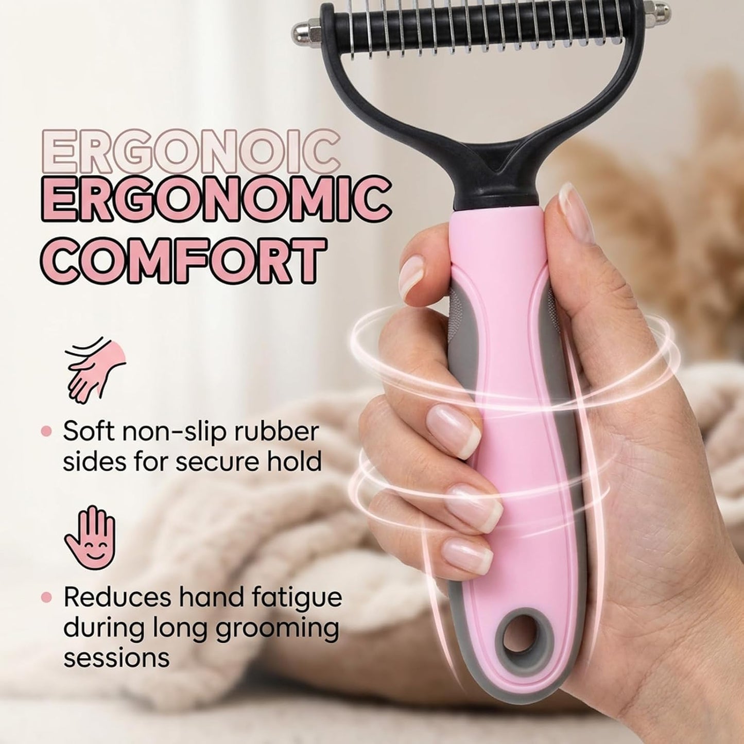 Dematting & Grooming Tool – Pet Shedding & Detangling Brush for Dogs & Cats