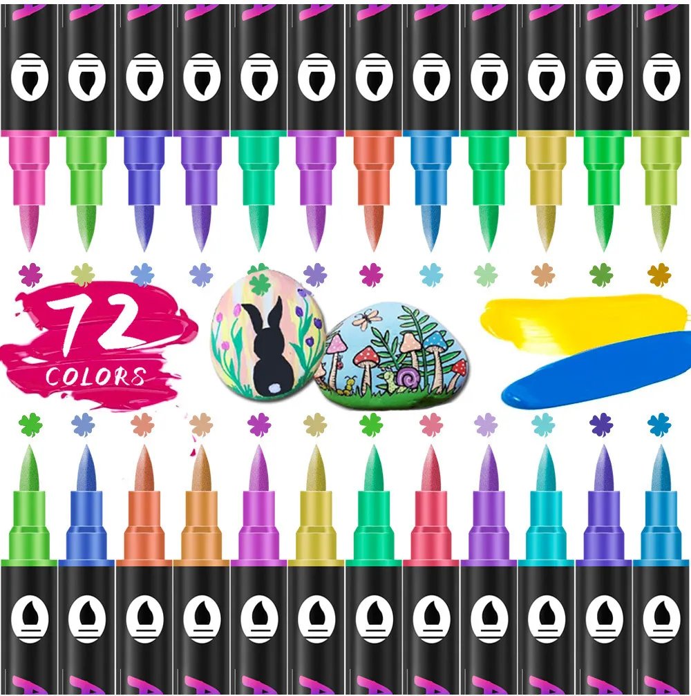 🔥 Dual Tip Acrylic Paint Pen Marker - 24/48/72 Colours