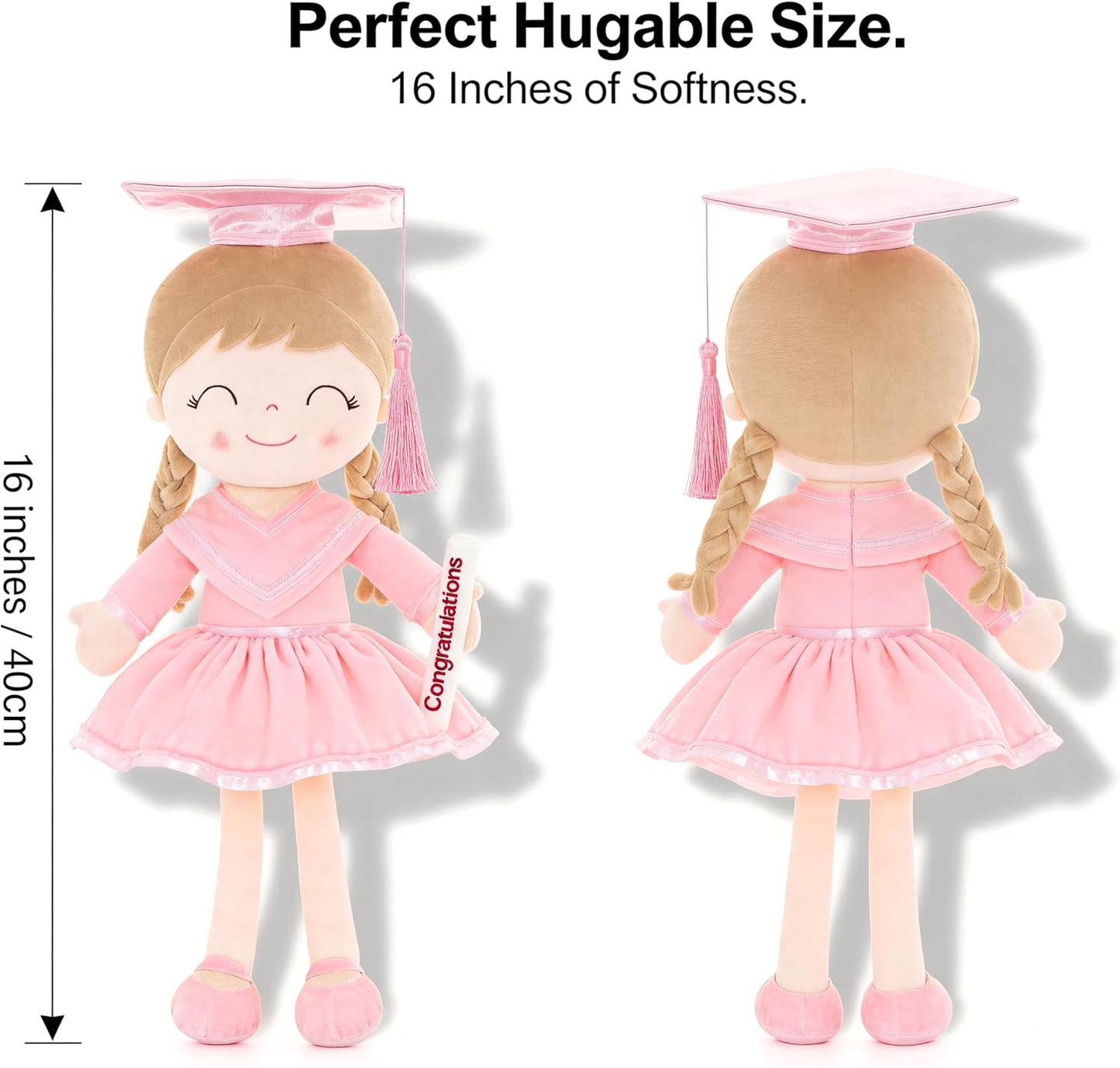 🎓💖 Graduation Girl Plush Doll – Pink Cap & Gown Keepsake Gift for Class of 2026