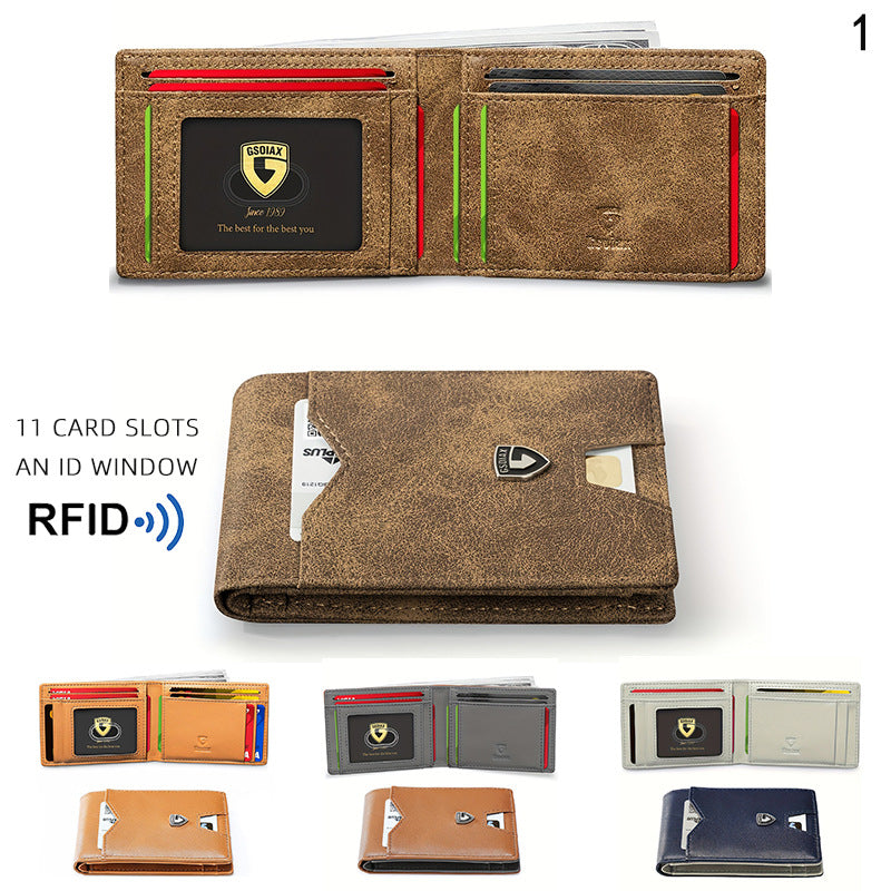 GSOIAX Minimalist Genuine Leather RFID Blocking Wallet – Slim & Stylish Card Holder
