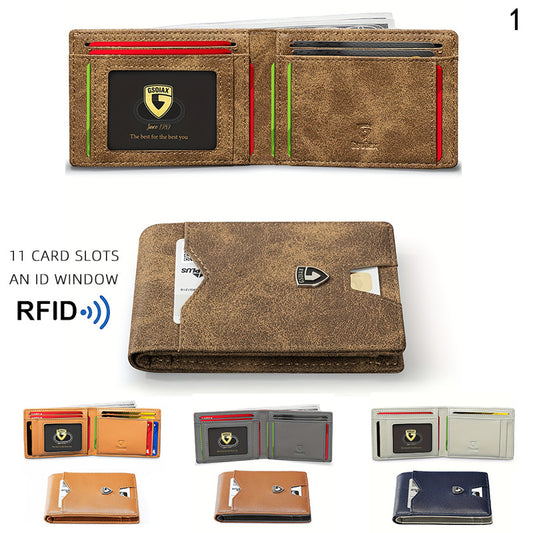 GSOIAX Minimalist Genuine Leather RFID Blocking Wallet – Slim & Stylish Card Holder