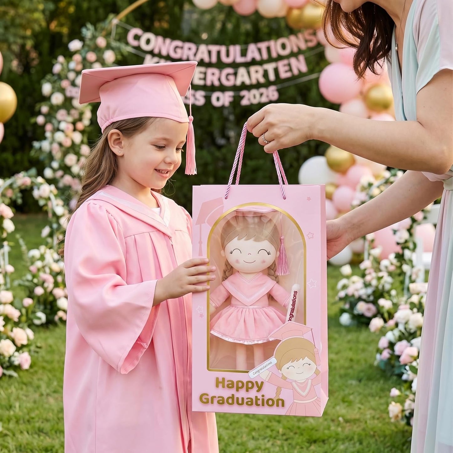 🎓💖 Graduation Girl Plush Doll – Pink Cap & Gown Keepsake Gift for Class of 2026