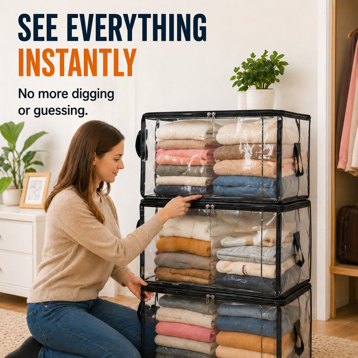 📦Large Heavy-Duty Clear Storage Bag for Clothes, Bedding & Moving