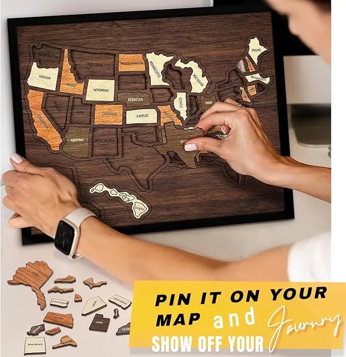 🔥Wooden USA Travel Map Puzzle🧩