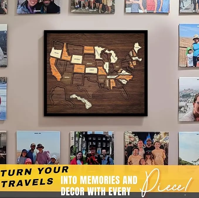 🔥Wooden USA Travel Map Puzzle🧩