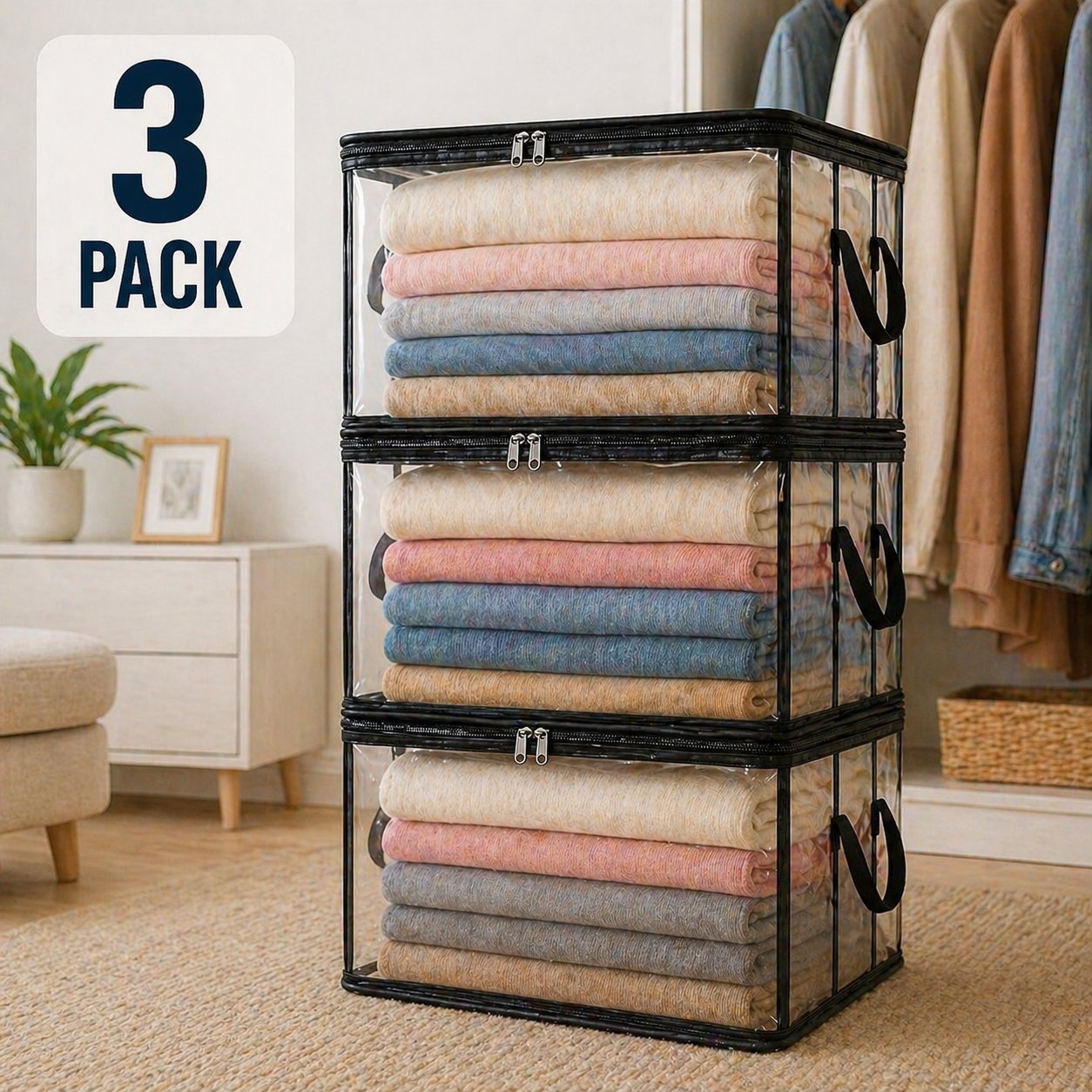 📦Large Heavy-Duty Clear Storage Bag for Clothes, Bedding & Moving