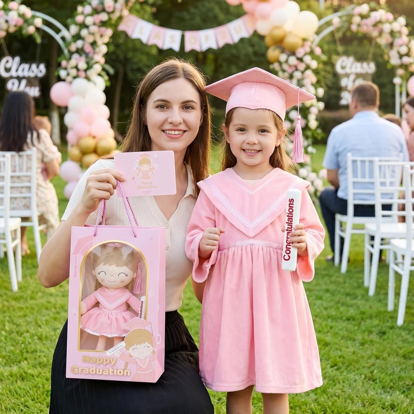 🎓💖 Graduation Girl Plush Doll – Pink Cap & Gown Keepsake Gift for Class of 2026
